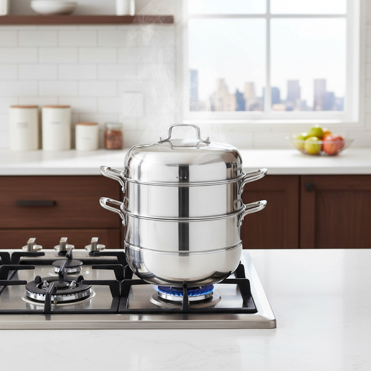 Large Stainless Steel Induction Steamer Pot – 32cm