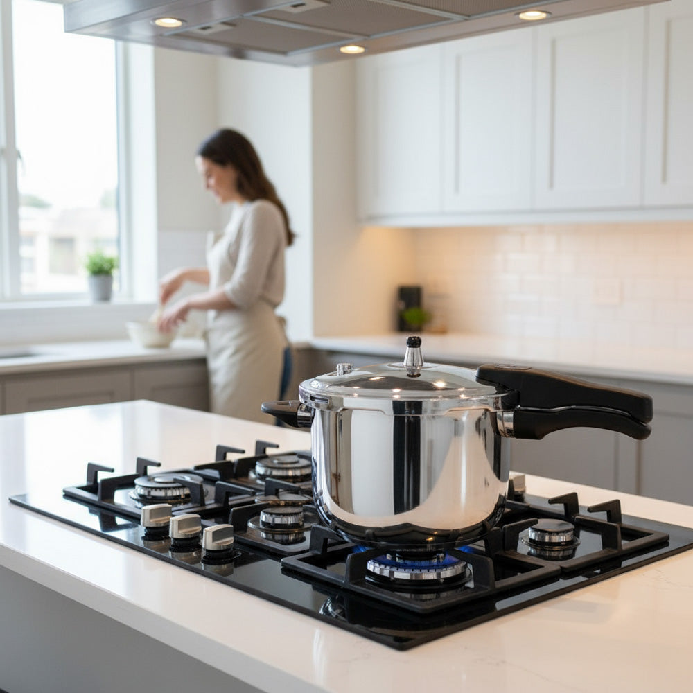 4-Quart Stainless Steel Pressure Cooker – Multi-Safety Design