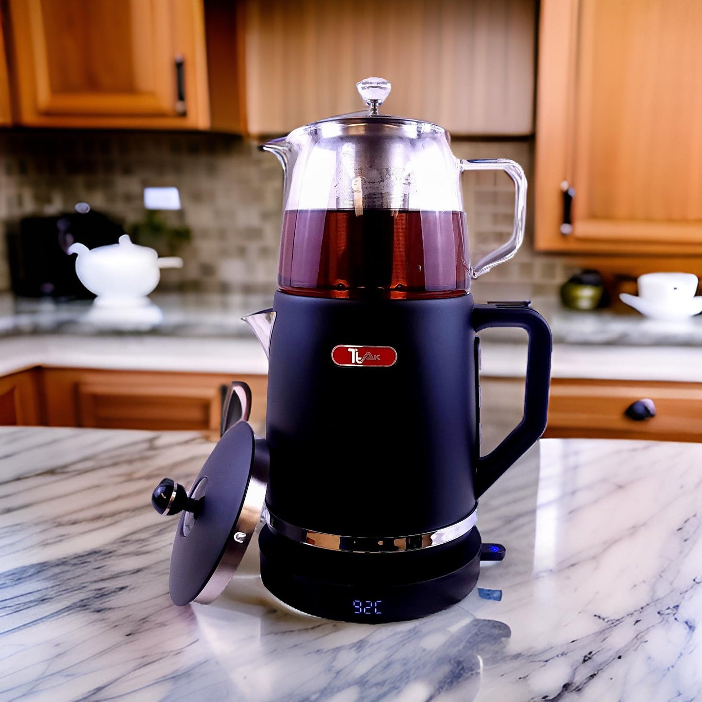 1.8 L Stainless Steel Electric Tea Maker with 1.1 L Glass Teapot