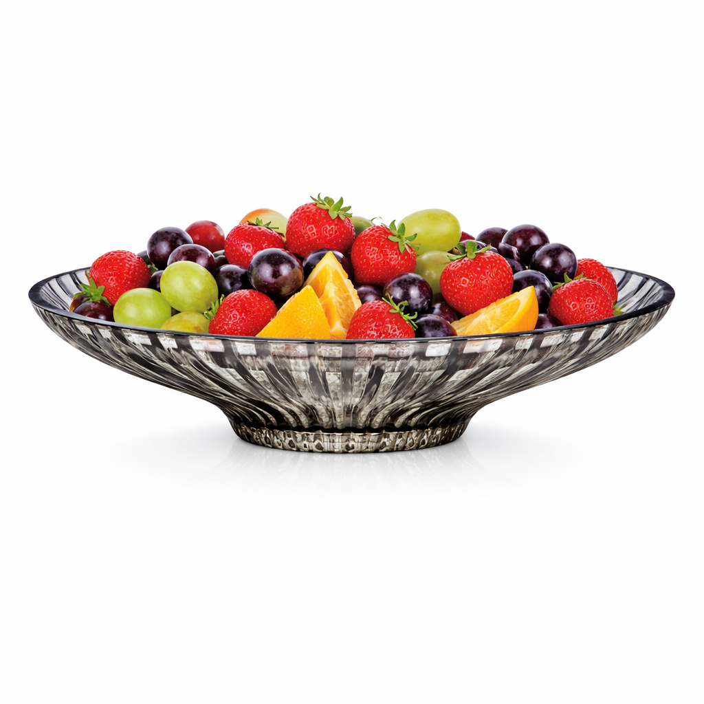 13.5" Elegant Glass Footed Fruit Bowl – Decorative Serving Bowl for Fruit, Desserts & Centerpiece Display