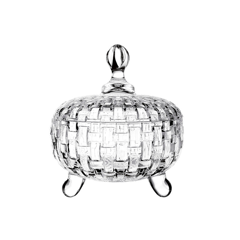 Elegant Clear Glass Candy Dish with Lid – Decorative Footed Candy Bowl for Sweets, Chocolates & Treats