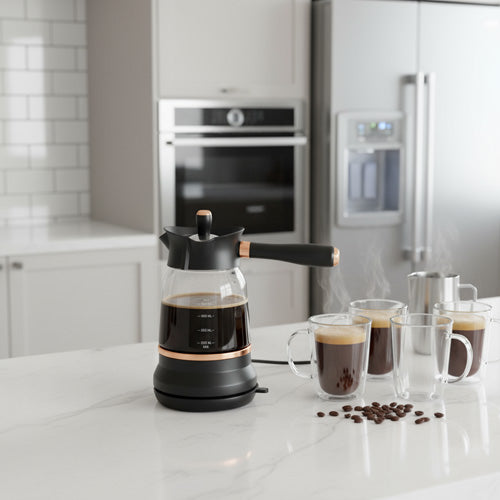 500ML Glass Turkish/Arabic Coffee Maker – Auto Shut-Off, Keep Warm Function, Boil-Dry Protection