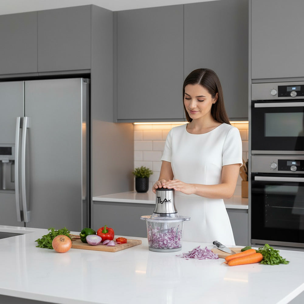 300W Electric Food Processor – 3L Glass Bowl, 4 Sharp Blades for Meat, Vegetables, Fruits & Baby Food