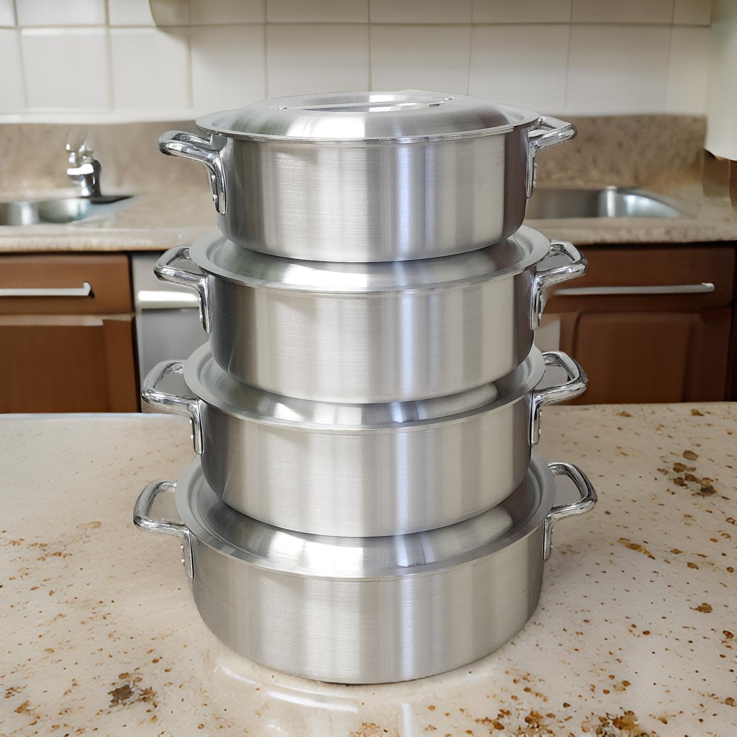 4PC Large Cast Aluminum Supper Durable Sauce Pot Set