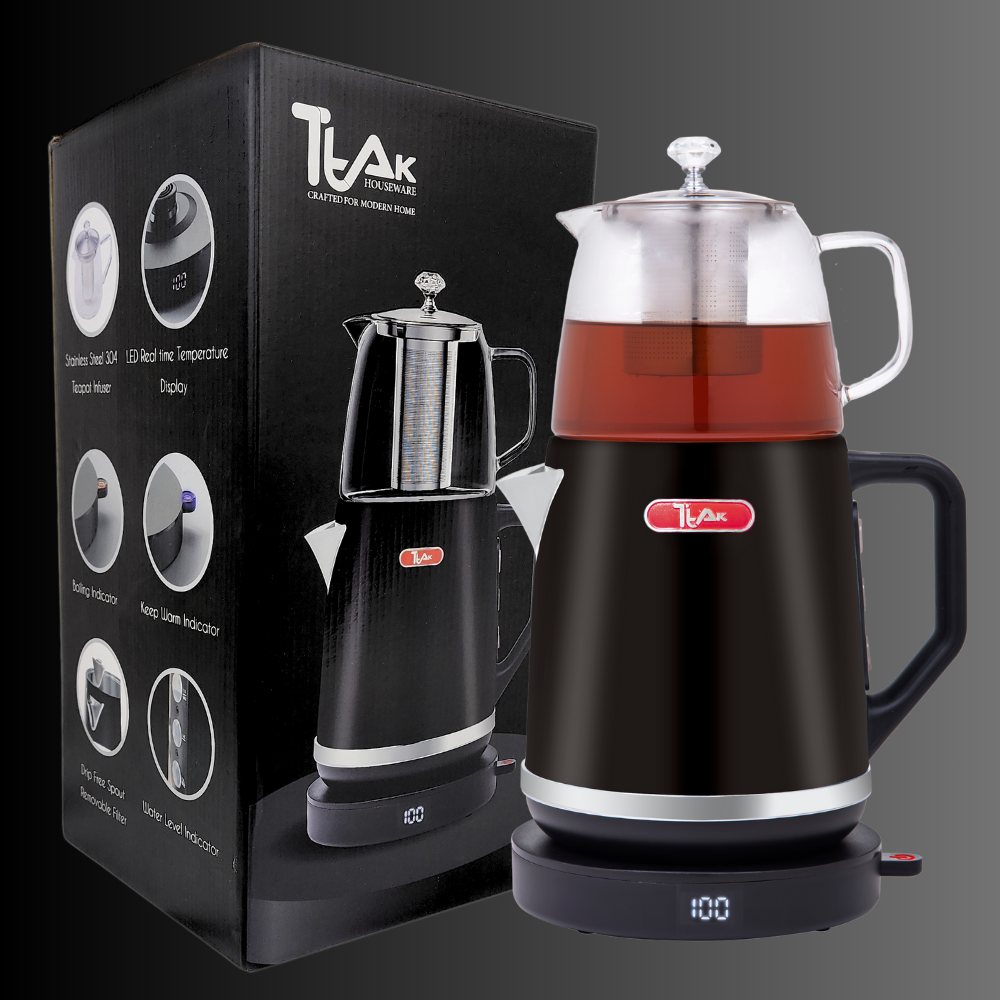 1.8 L Stainless Steel Electric Tea Maker with 1.1 L Glass Teapot