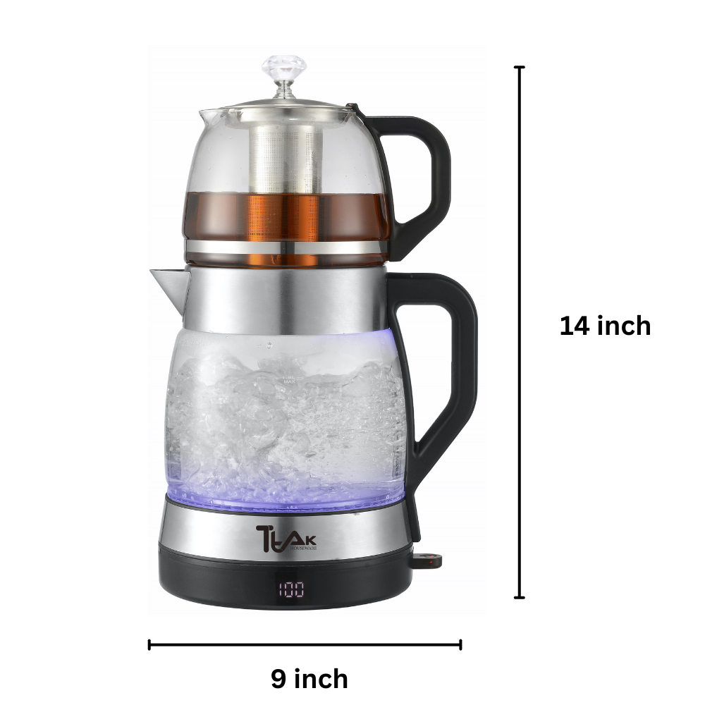 1.8L Electric Glass Tea Maker Set with 1.2L Infuser Teapot