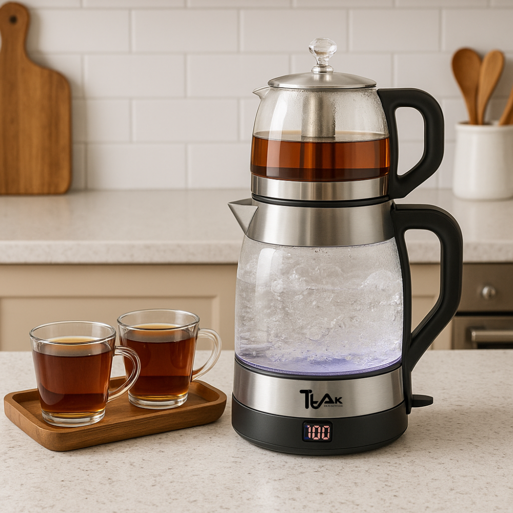 1.8L Electric Glass Tea Maker Set with 1.2L Infuser Teapot