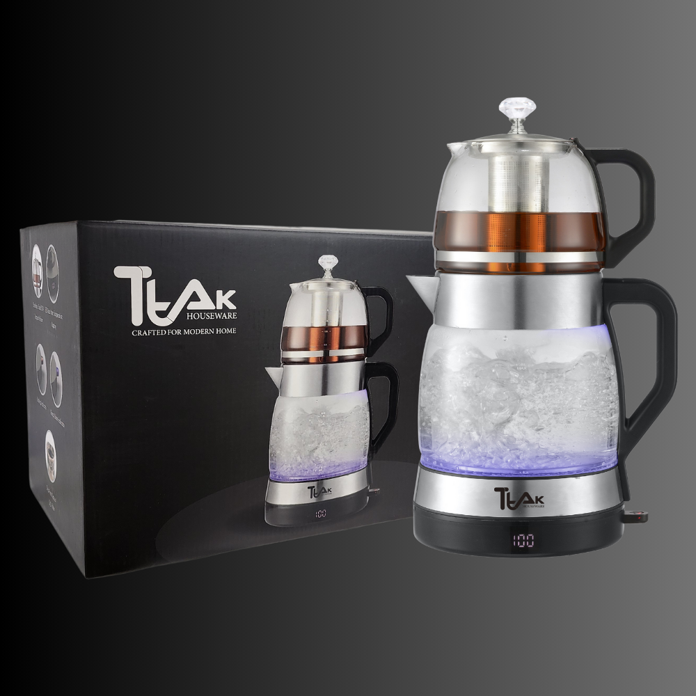 1.8L Electric Glass Tea Maker Set with 1.2L Infuser Teapot