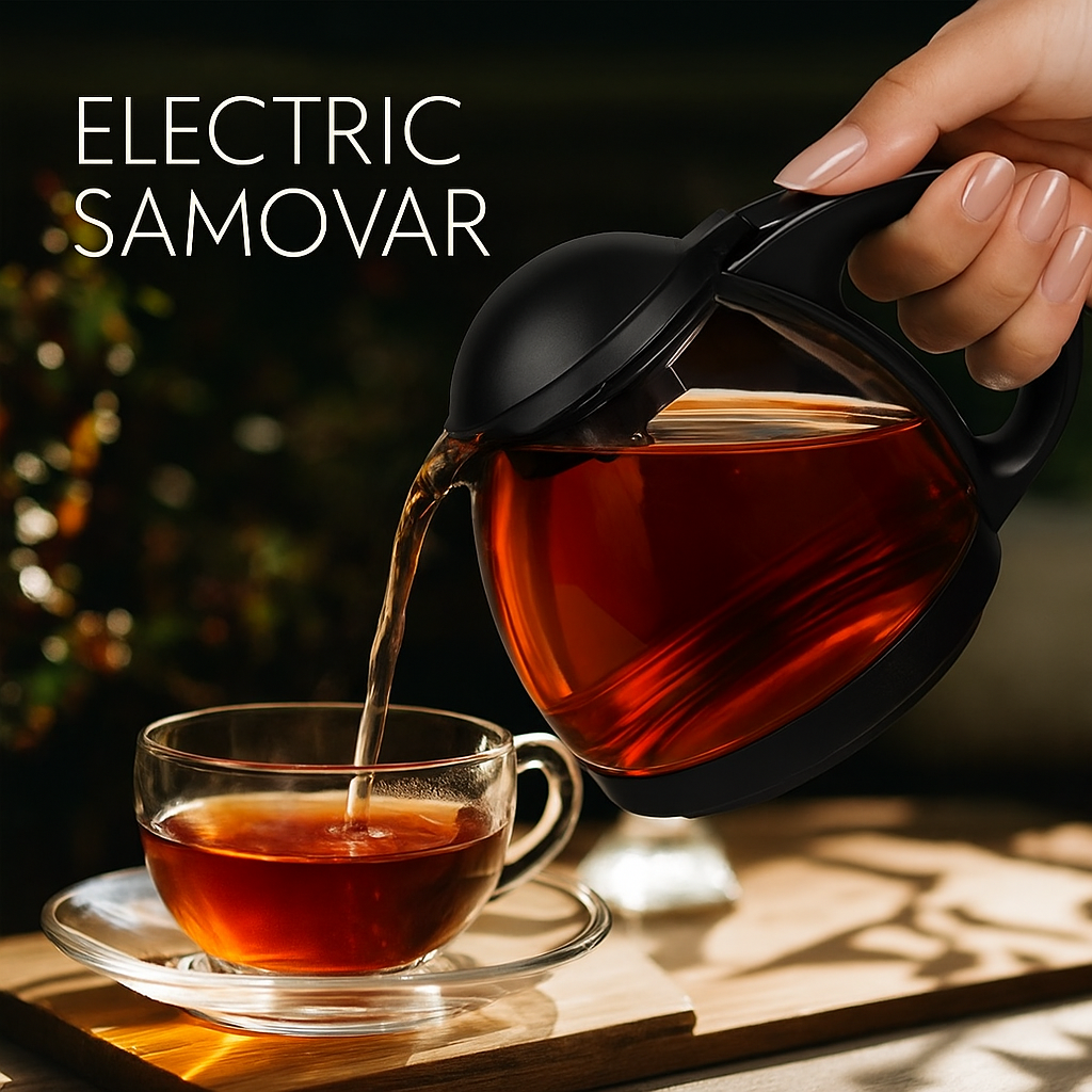 6L Electric Glass Samovar Tea Maker with 1.2L Glass Teapot with Infuser