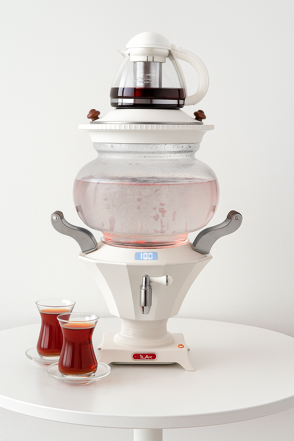 6L Electric Glass Samovar Tea Maker with 1.2L Glass Teapot with Infuser