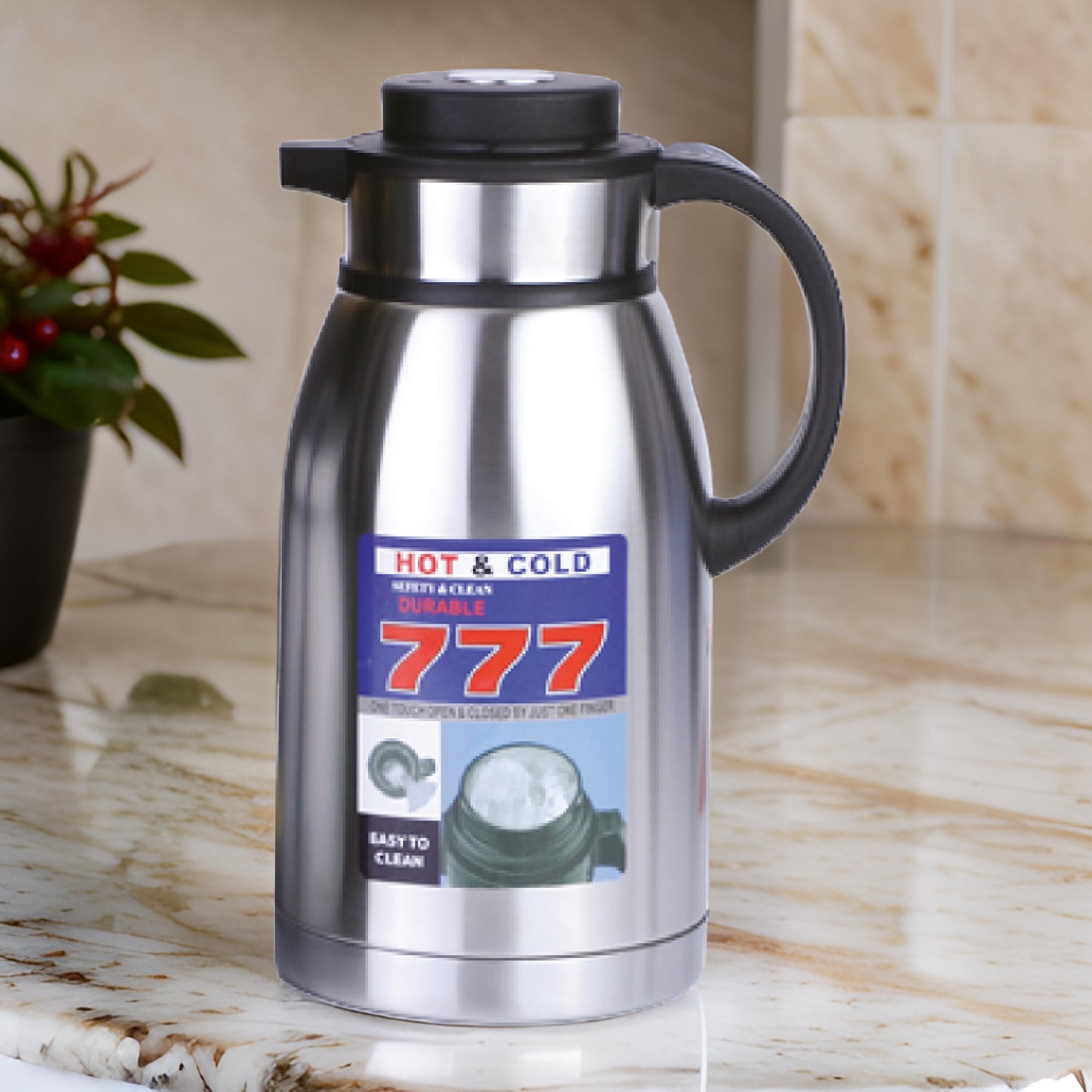 Stainless Steel Coffee/Tea Thermos – 2.5 Liter Double Wall Vacuum Insulated Carafe for Hot & Cold Beverages