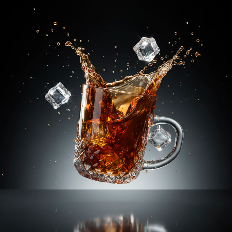 Glass Tea Cup Set (6PC) – 230ML Sharp Diamond-Cut Clear Glass Cups with Handle