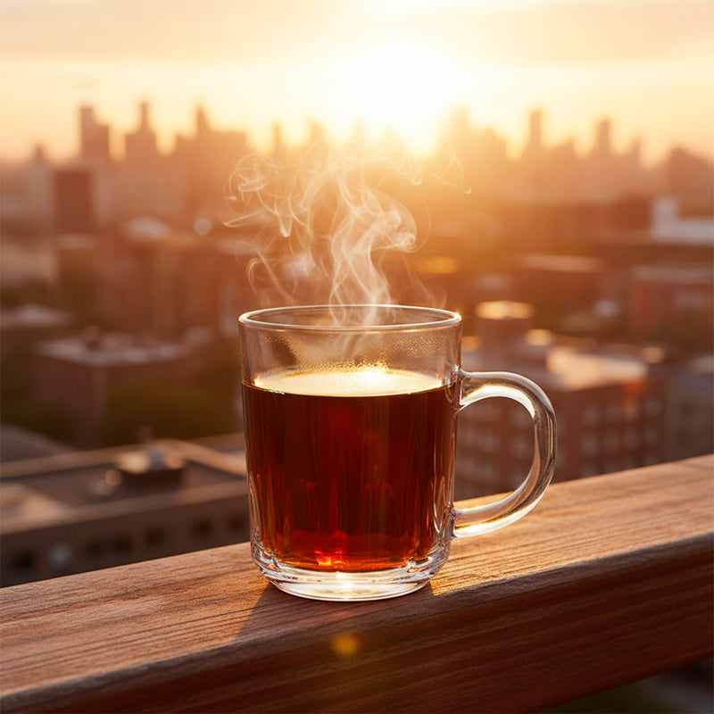 Glass Tea Cup Set (6PC) – 230ML Vertical-Ribbed Clear Glass Cups with Handle