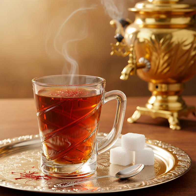 Glass Tea Cup Set (6PC) – 230ML Spiral-Pattern Clear Glass Cups with Handle