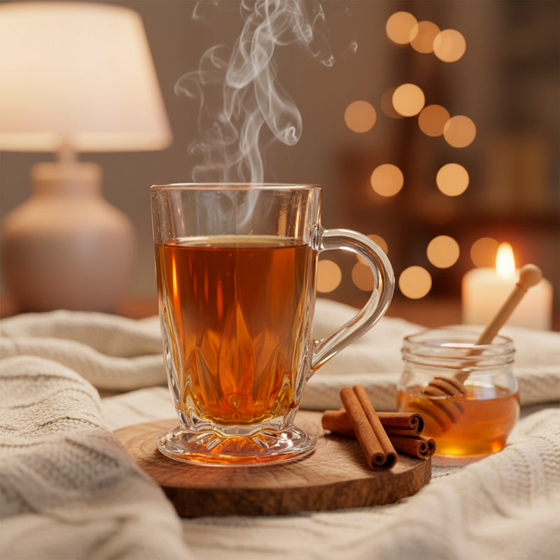 Glass Tea Cup Set (6PC) – 285ML Elegant Clear Glass Cups