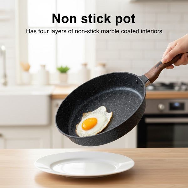 High-Quality Cast Aluminum Fry Pan with Marble Coating