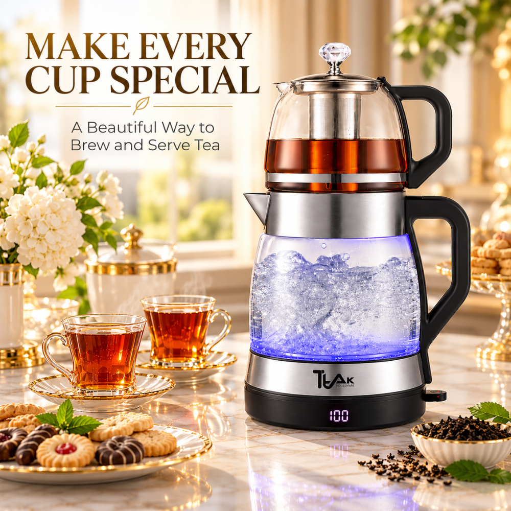 1.8L Electric Glass Tea Maker Set with 1.2L Infuser Teapot