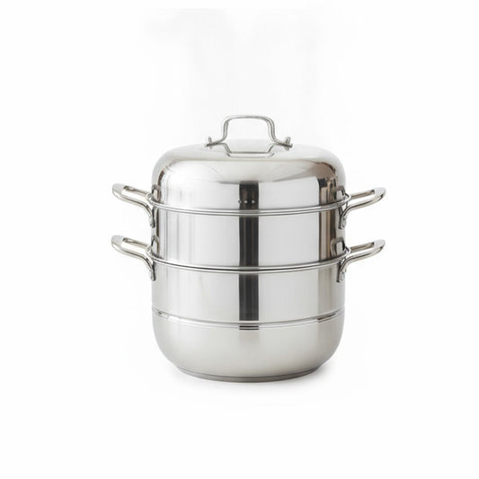 Large Stainless Steel Induction Steamer Pot – 32cm