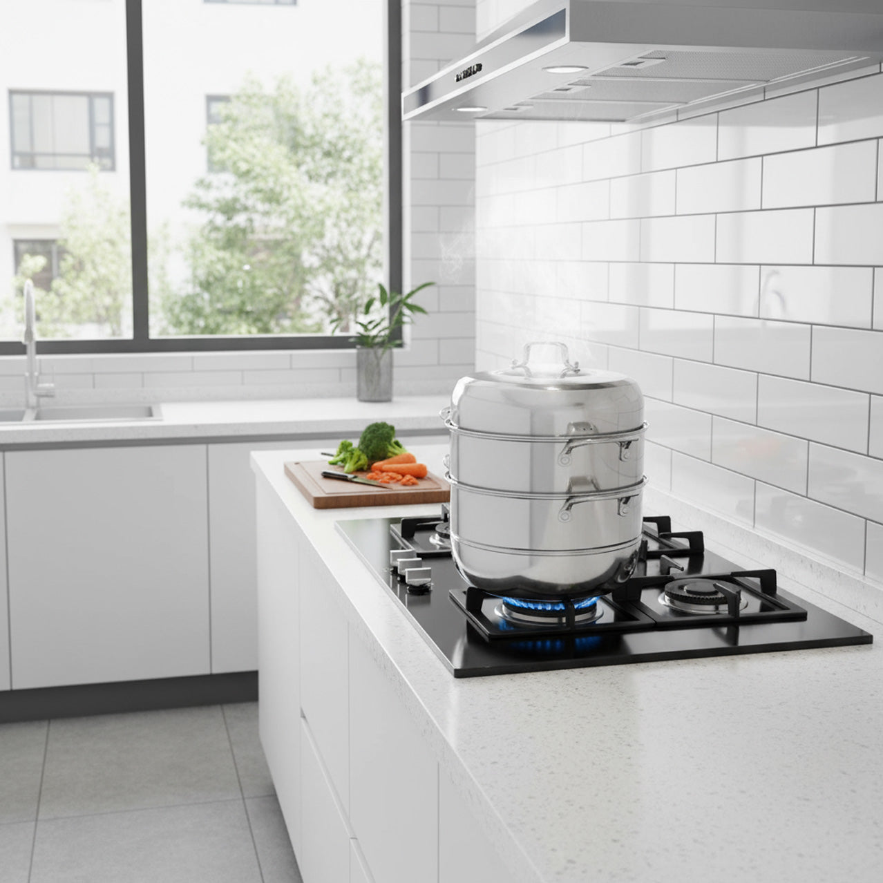 Large Stainless Steel Induction Steamer Pot – 28cm