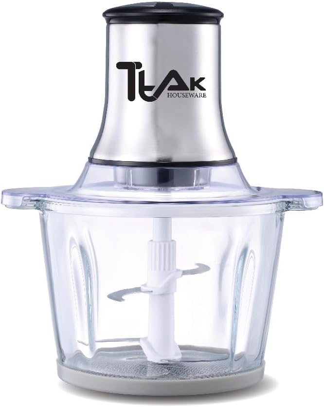 300W Electric Food Processor – 3L Glass Bowl, 4 Sharp Blades for Meat, Vegetables, Fruits & Baby Food