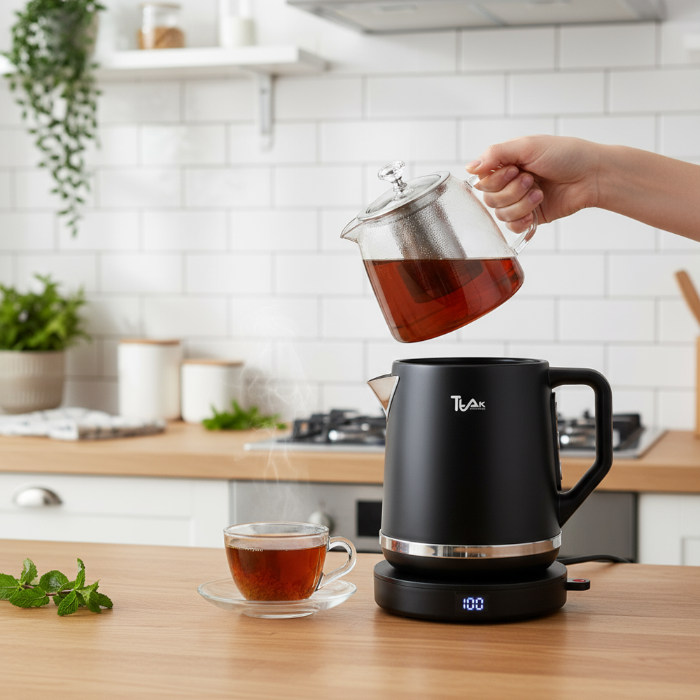 1.8 L Stainless Steel Electric Tea Maker with 1.1 L Glass Teapot