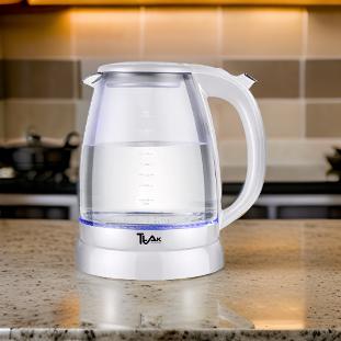 2L Cordless Electric Glass Kettle – Borosilicate Glass, LED Light, Auto Shut-Off, Boil Dry Protection