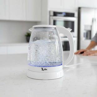 2L Cordless Electric Glass Kettle – Borosilicate Glass, LED Light, Auto Shut-Off, Boil Dry Protection