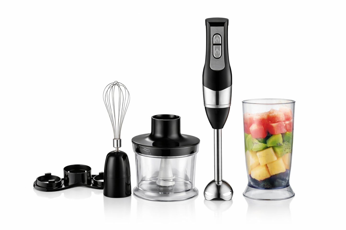 4-in-1 Hand Blender Set with Beaker, Chopper, Whisk & Immersion Blender