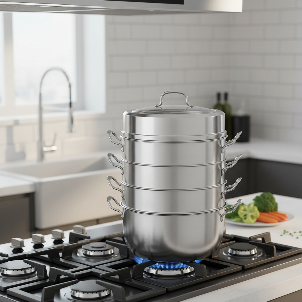 304 Stainless Steel 5-Layer Large Capacity Cookware