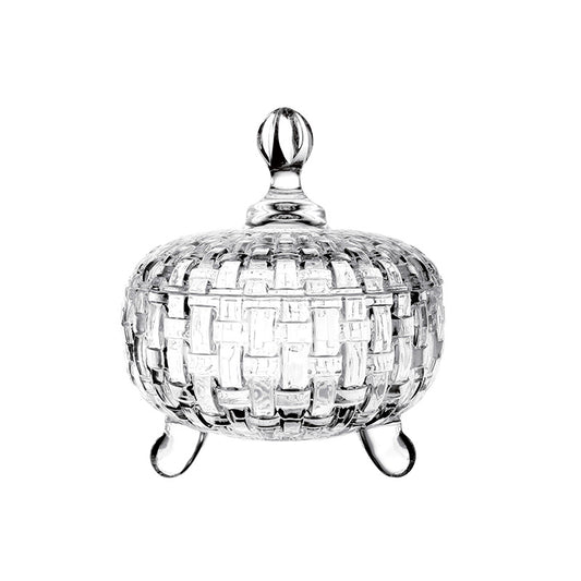 Elegant Clear Glass Candy Dish with Lid – Decorative Footed Candy Bowl for Sweets, Chocolates & Treats