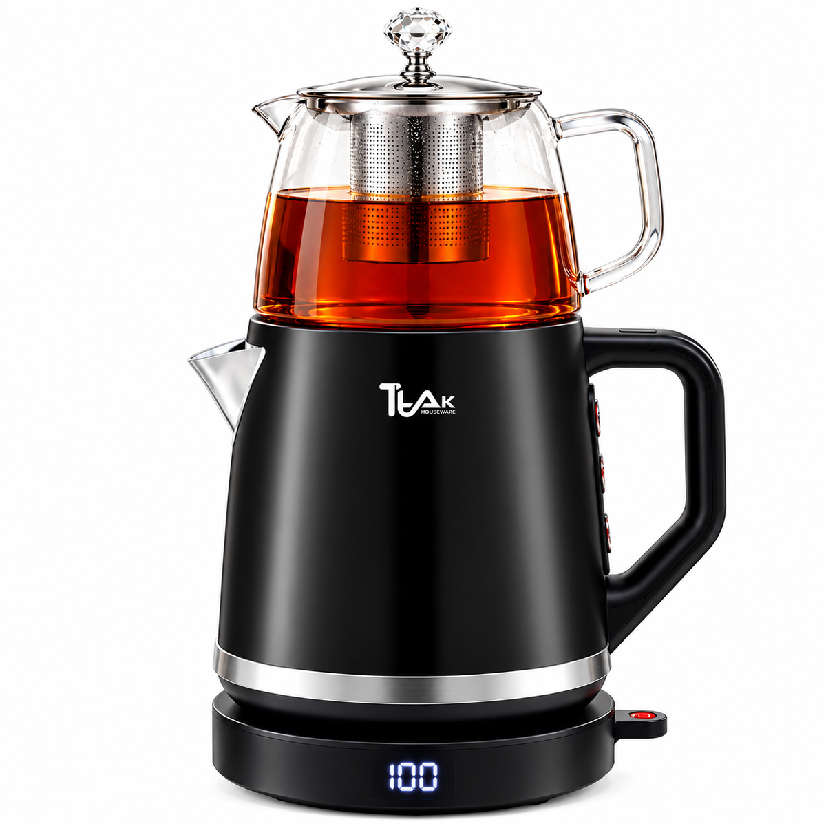 1.8 L Stainless Steel Electric Tea Maker with 1.1 L Glass Teapot