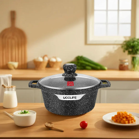 Granite Coated Pot Collection (22CM / 3.5QT – 44CM / 24QT) – Eco-Friendly, Induction Compatible, Dishwasher Safe