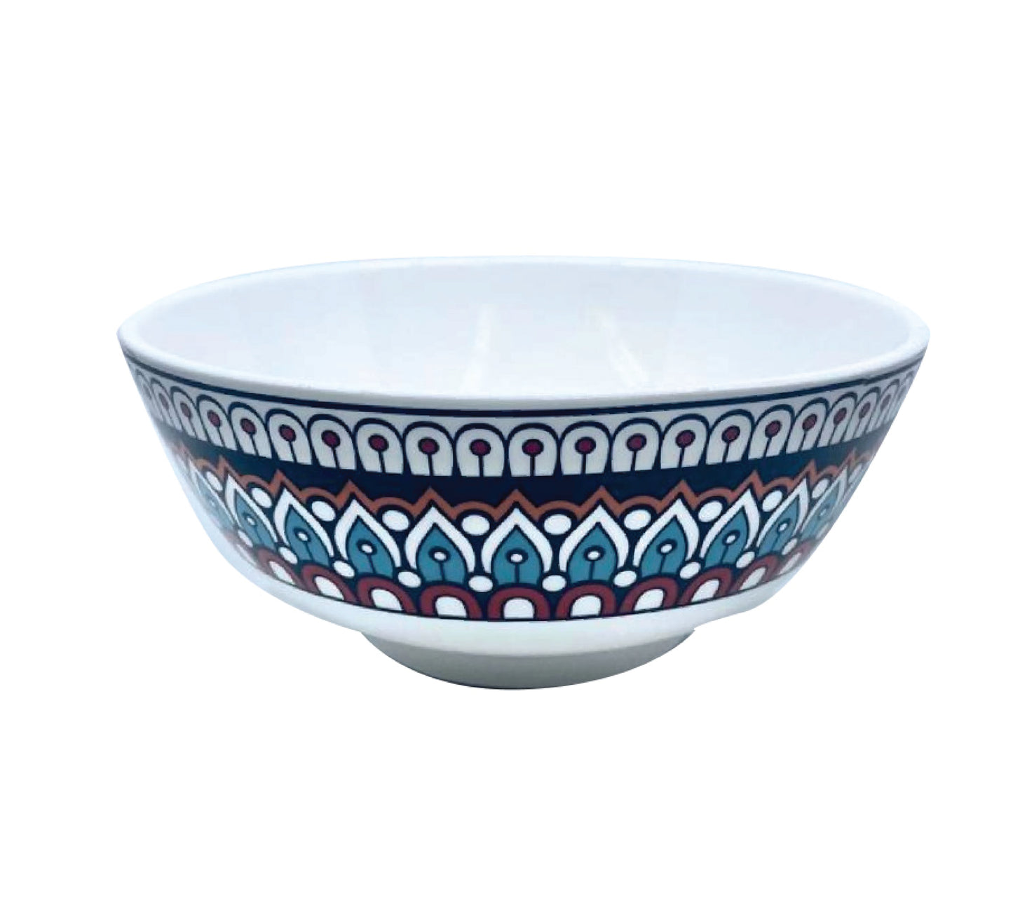 8-Inch Ceramic Serving Bowl – Multicolor Geometric Pattern