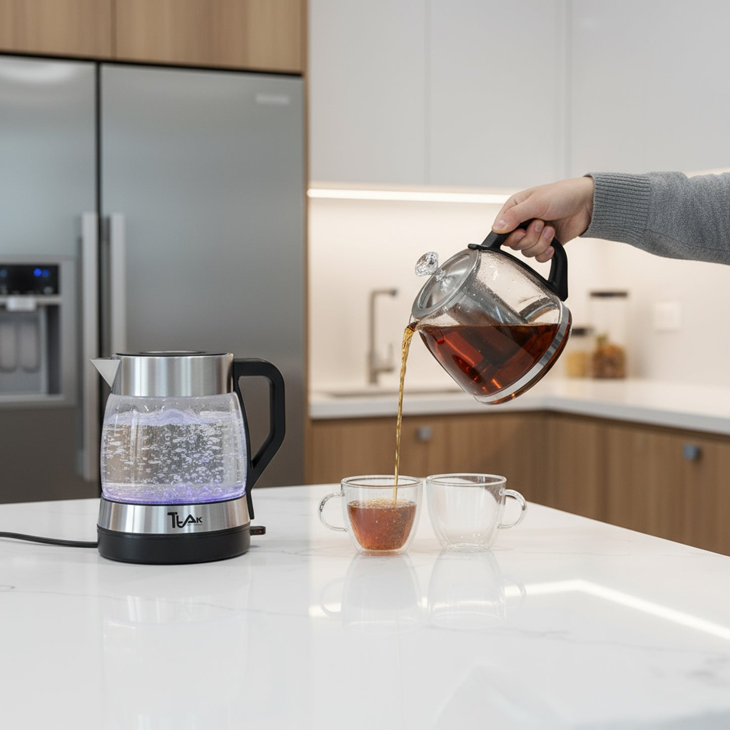 1.8L Electric Glass Tea Maker Set with 1.2L Infuser Teapot