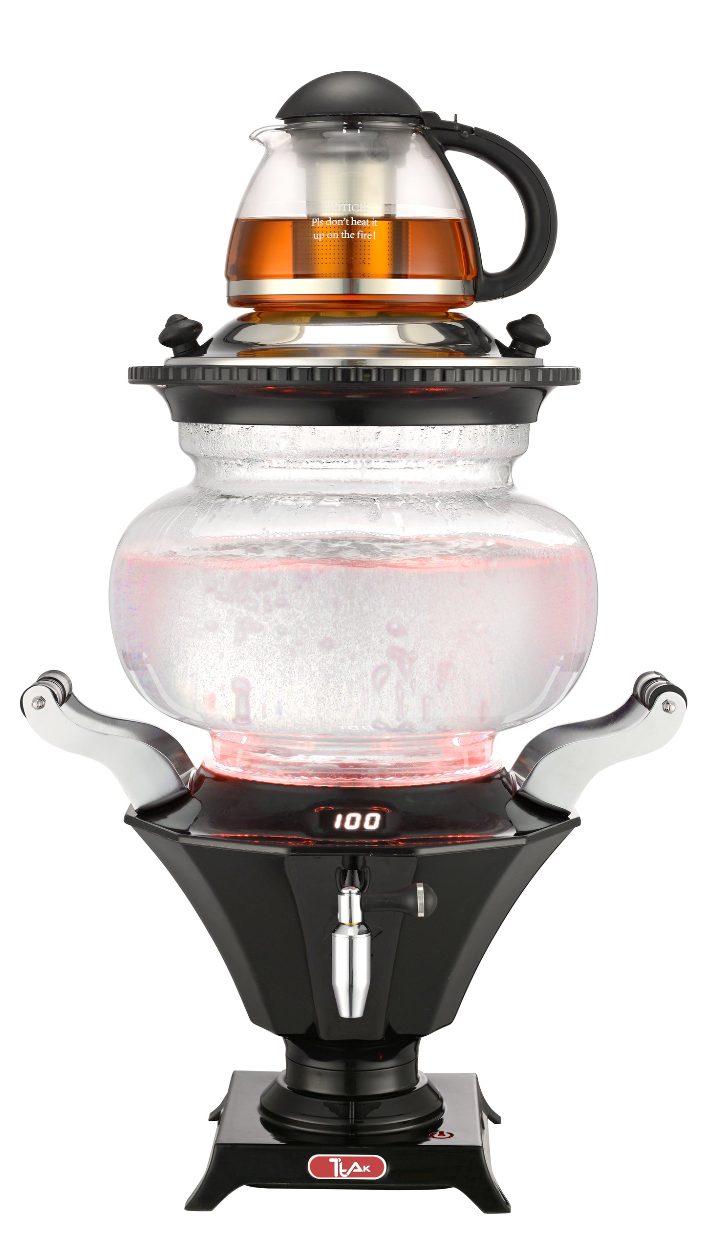 6L Electric Glass Samovar Tea Maker with 1.2L Glass Teapot with Infuser