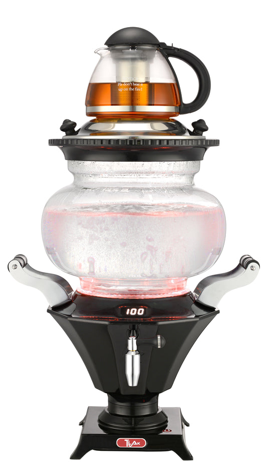 6L Electric Glass Samovar Tea Maker with 1.2L Glass Teapot with Infuser