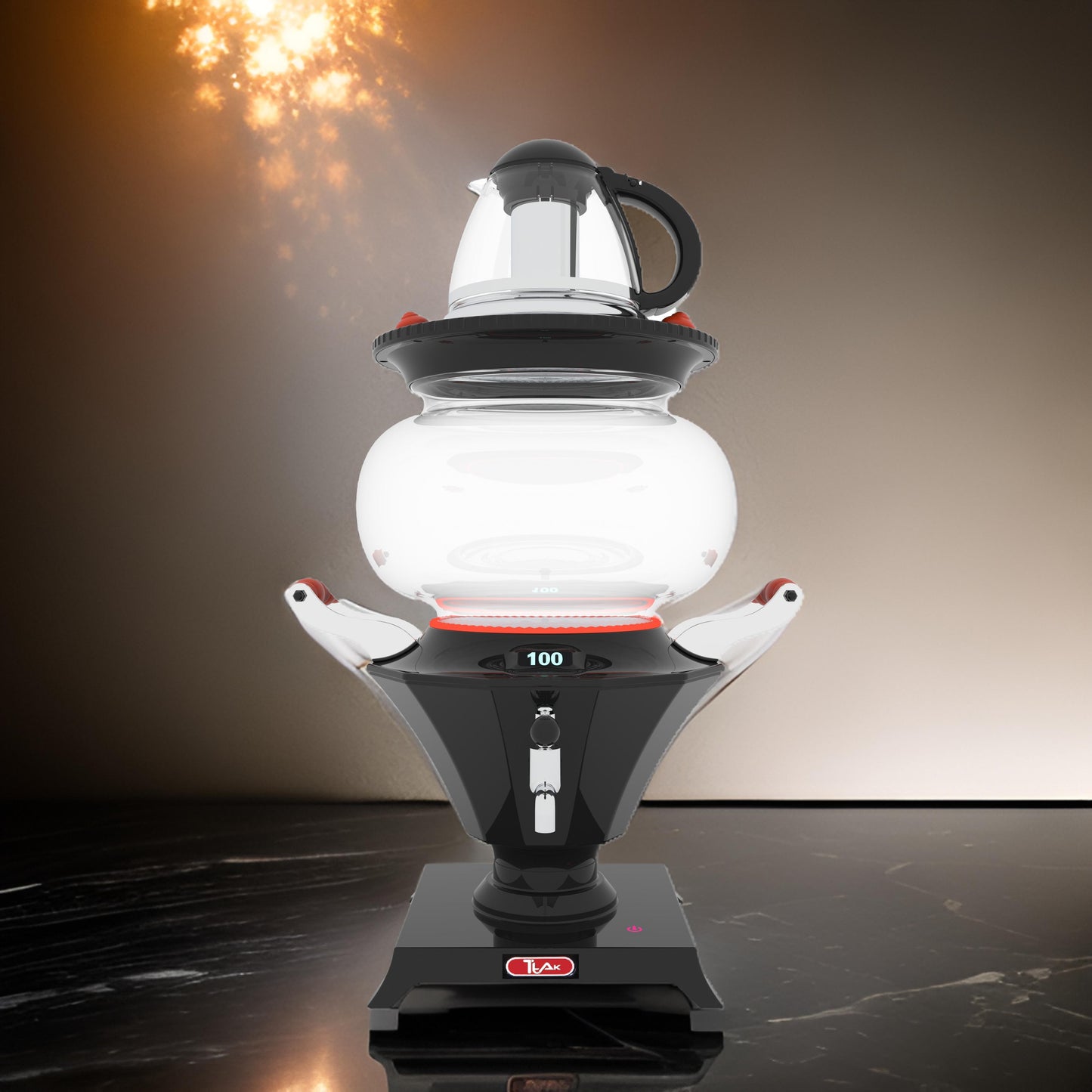 6L Electric Glass Samovar Tea Maker with 1.2L Glass Teapot with Infuser