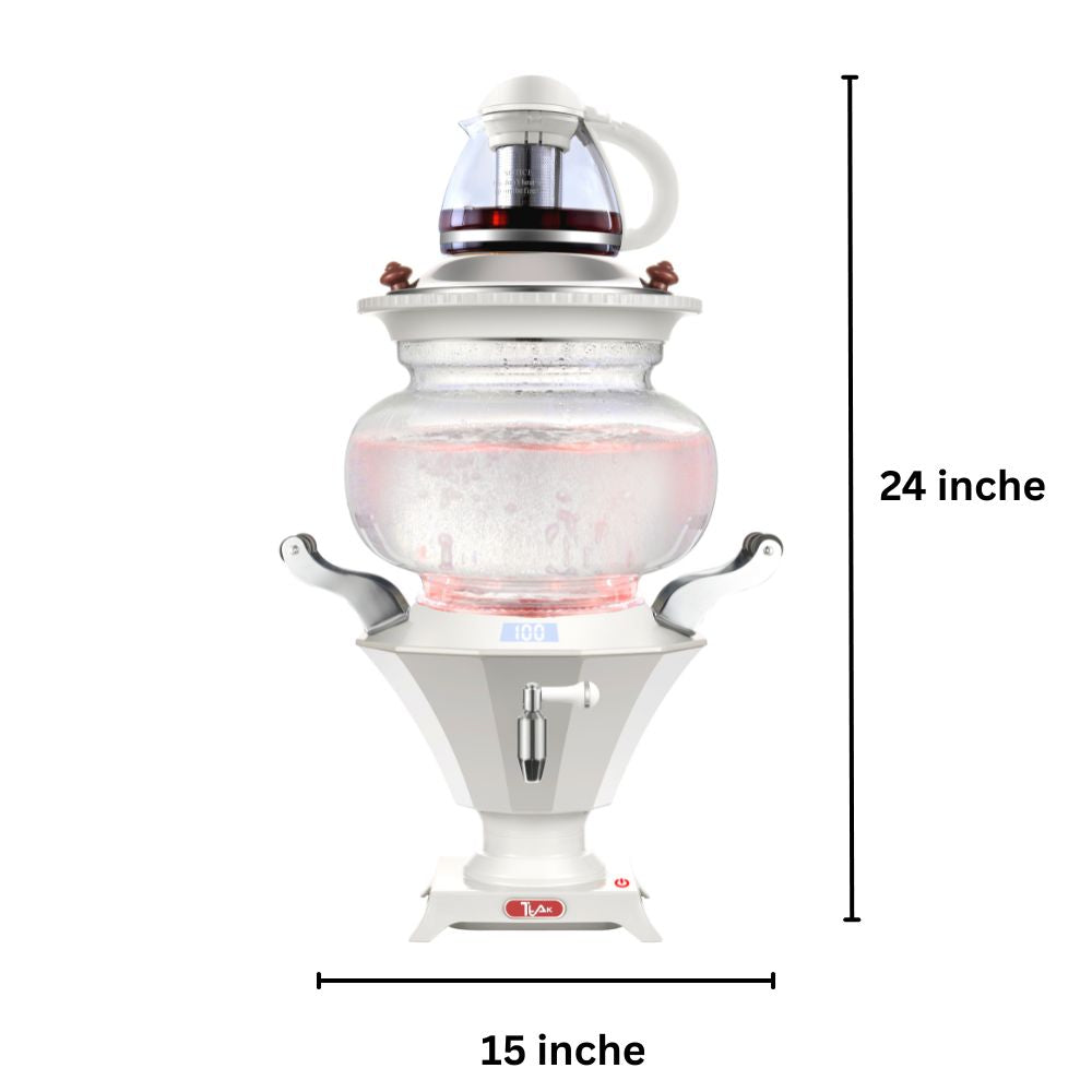 6L Electric Glass Samovar Tea Maker with 1.2L Glass Teapot with Infuser
