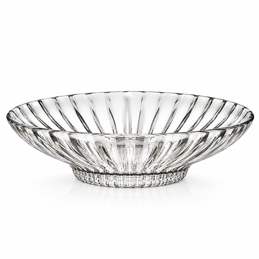 13.5" Elegant Glass Footed Fruit Bowl – Decorative Serving Bowl for Fruit, Desserts & Centerpiece Display