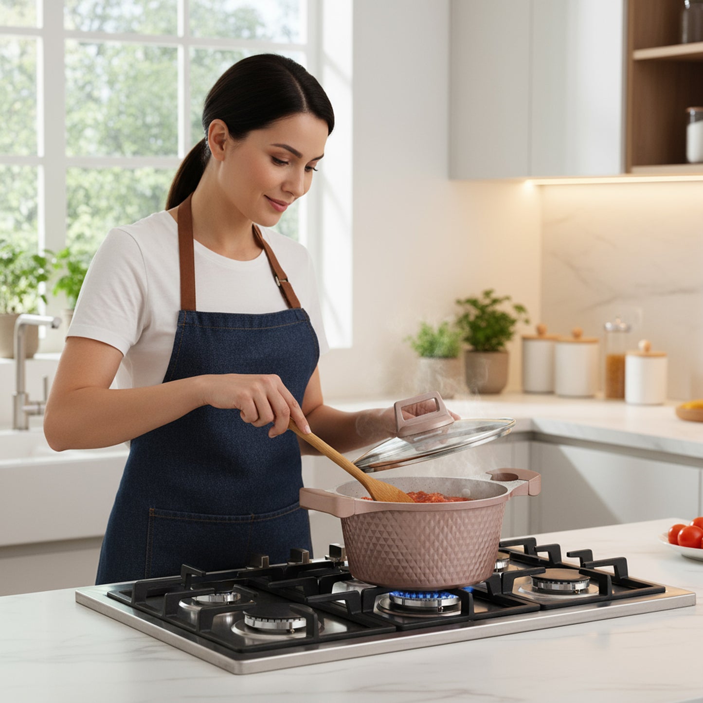 High-Quality Cast Aluminum 24CM Diamond Design Non-Stick