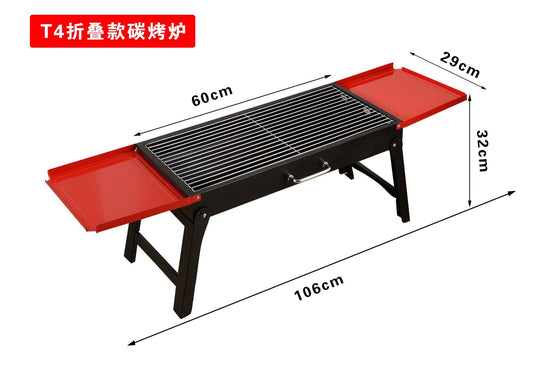 Heavy-Duty Portable Charcoal BBQ Grill – 60 x 29 cm Large Outdoor Barbecue Grill