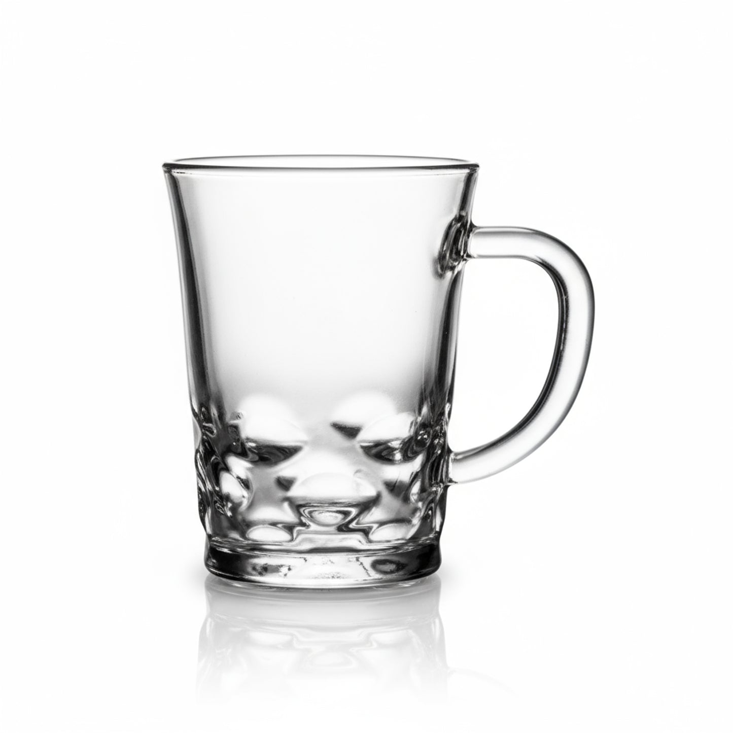 Glass Tea Cup Set (6PC) – 250ML Cut-Base Clear Glass Cups with Handle