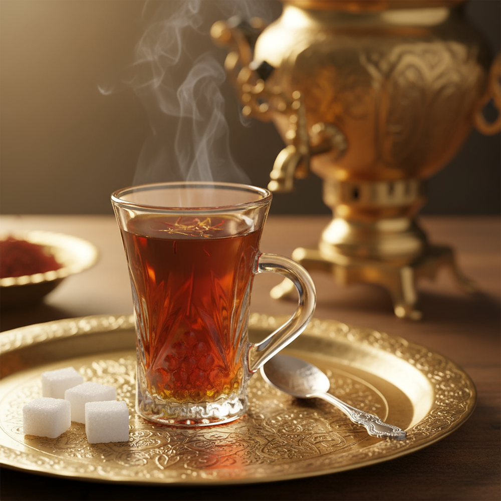 Set of 6 Elegant Glass Tea Cups – Classic Crystal-Cut Design with Handles