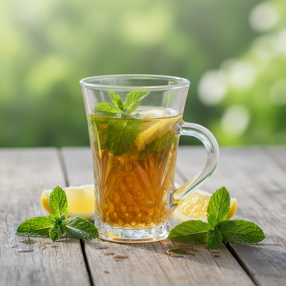 Set of 6 Elegant Glass Tea Cups – Classic Crystal-Cut Design with Handles