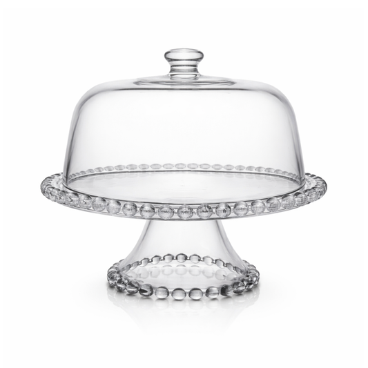 Elegant Clear Glass Cake Stand with Dome Lid – Footed Dessert & Pastry Serving Stand