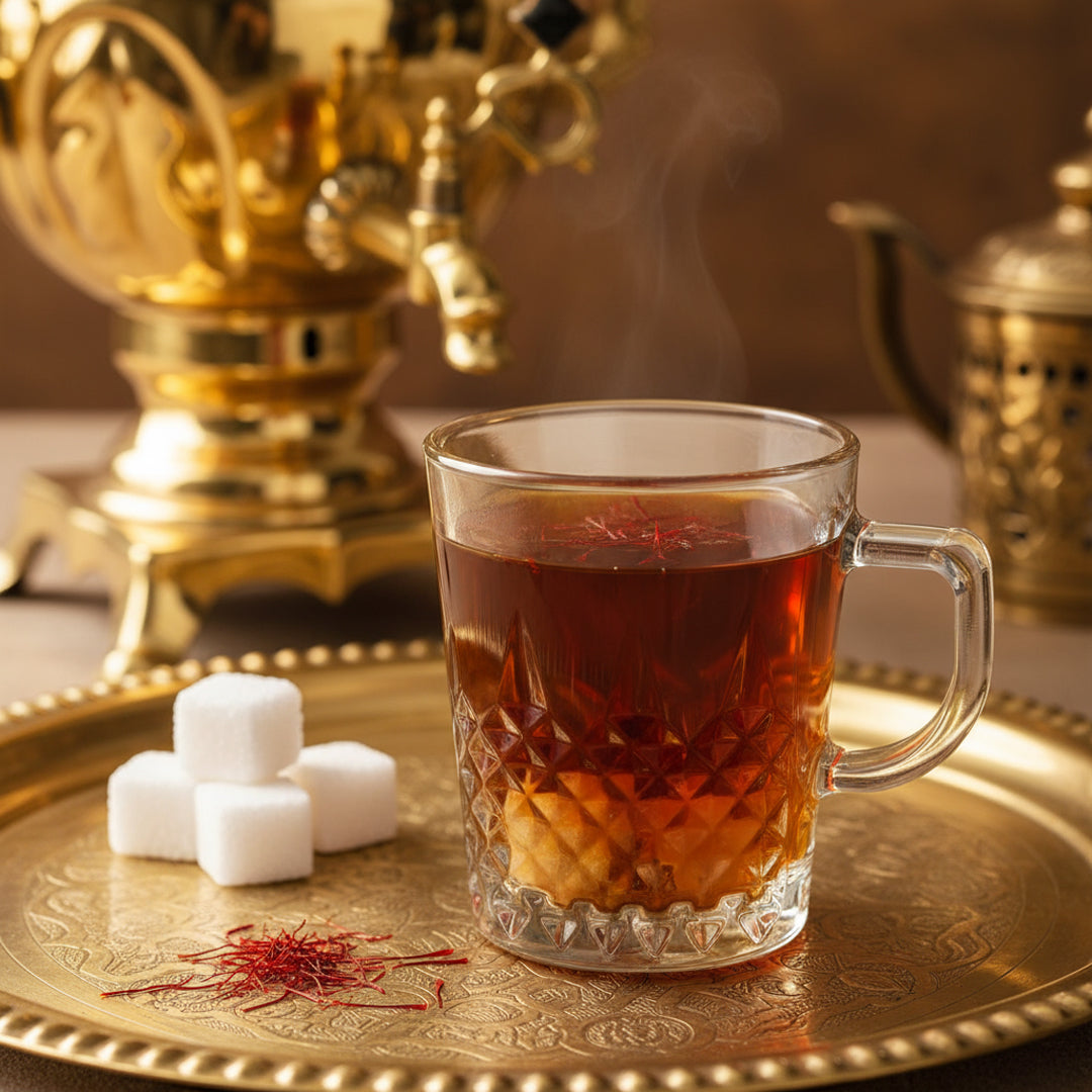 Glass Tea Cup Set (6PC) – 260ML Clear Diamond-Patterned Glass Cups with Handle