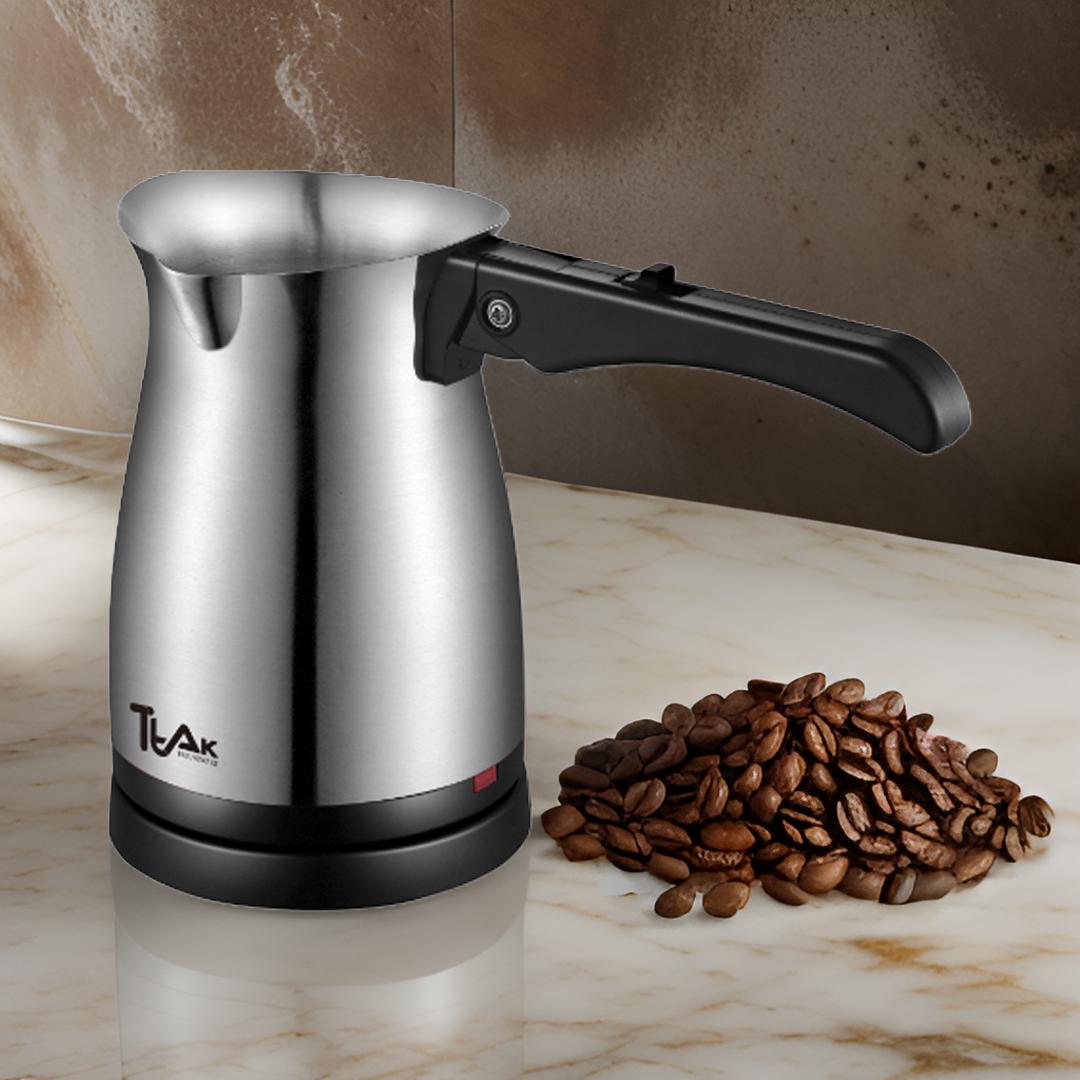 Stainless Steel Turkish/Arabic Coffee Maker – Rapid Heating, Foldable Handle, Auto Shut-Off, Keep Warm