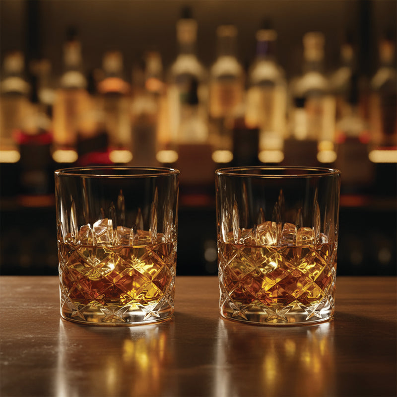 6-Piece Large Glass Cup Set – 343ML Crystal-Cut Drinking Glasses