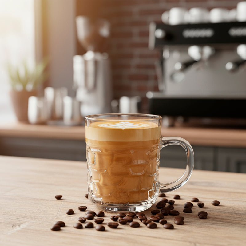 Glass Tea Cup Set (6PC) – 230ML Brake-Design Clear Glass Cups with Handle