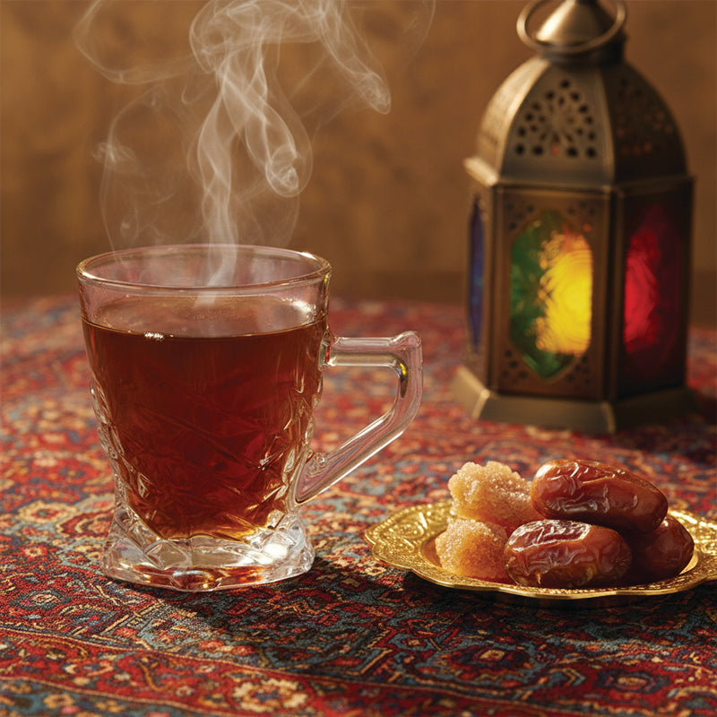 Glass Tea Cup Set (6PC) – 140ML Diamond-Pattern Clear Glass Cups with Handle